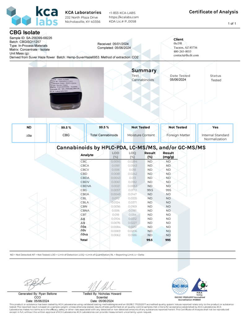 CBG Isolate CBGISO11257